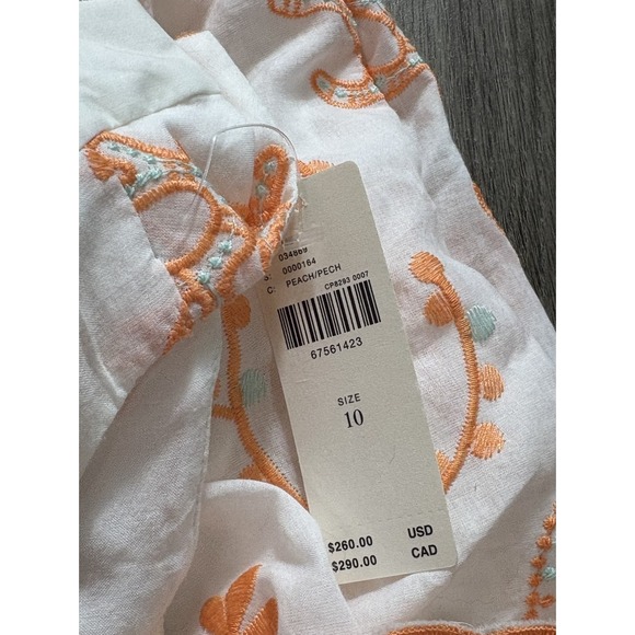 Anthropologie Maeve Embroidered‎ Scallop White Sea Shell Midi Sundress 10 Resort - Picture 13 of 16